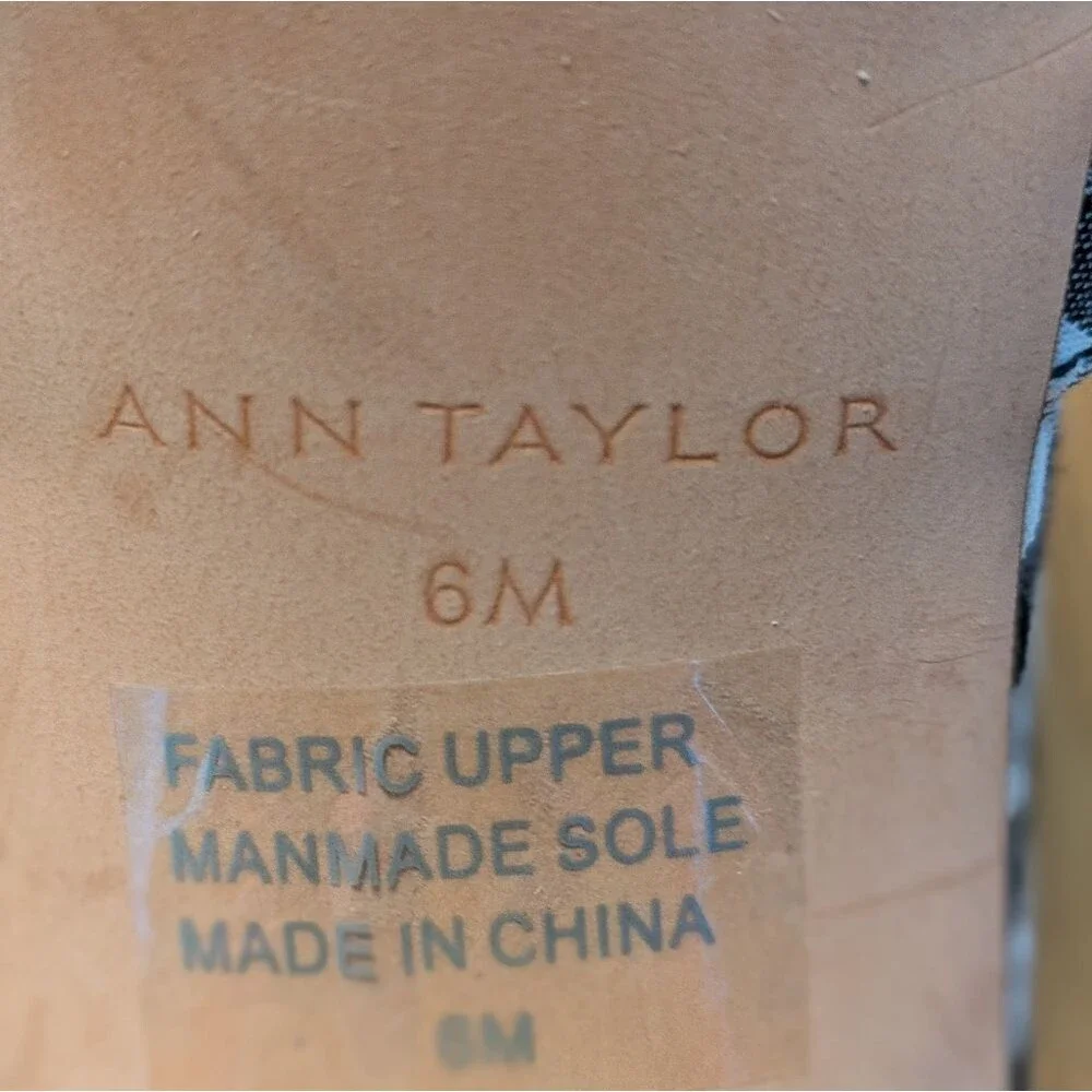 Ann Taylor Black Gingham Gold Mirror Globe Heel Size 6M